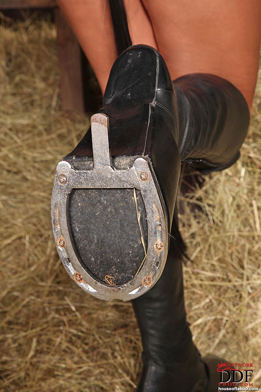 Young babe with buttplug in barn #3