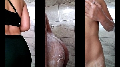 Video casero real de una latina universitaria mientras esta en la ducha