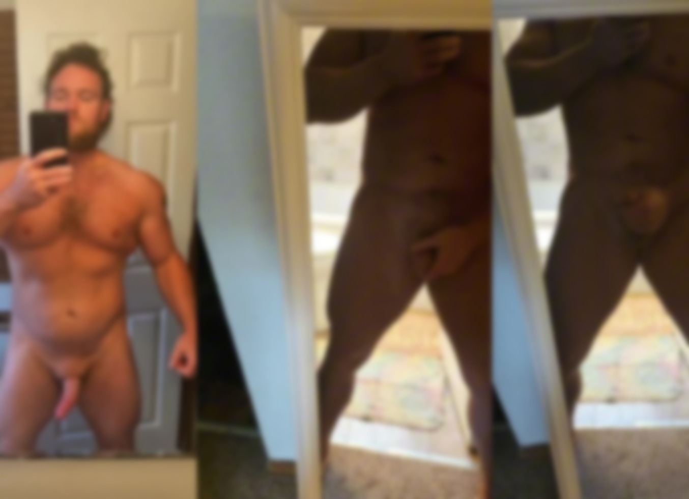 Big Dick Bodybuilder Flexes And Blasts Cum On The Mirror, Oops
