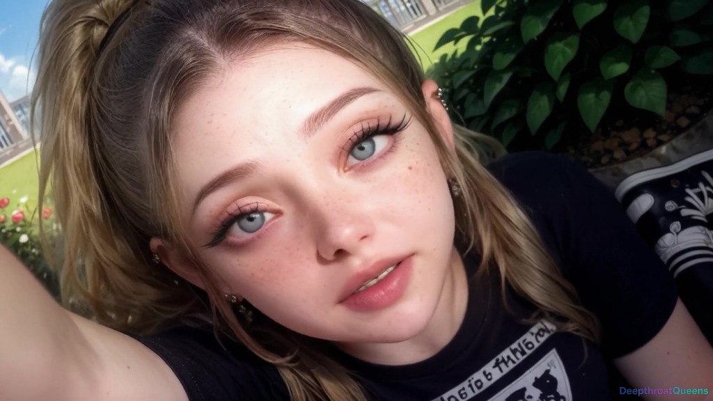 blonde slut takes a hard cock down her throat in the park [ai]
