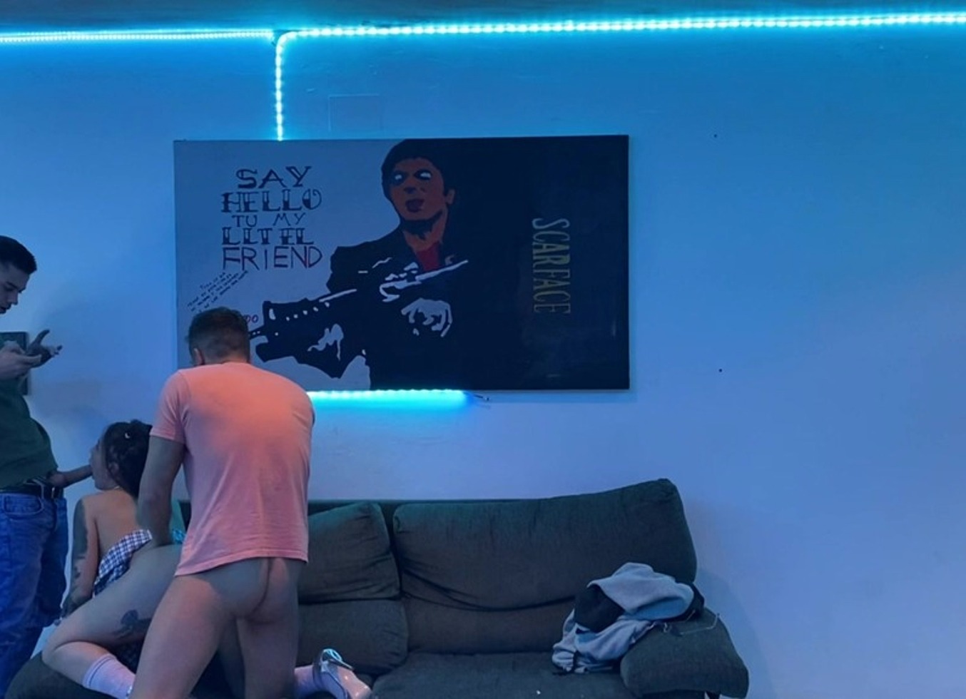 Threesome with Two Huge Cocks That Destroy My Pussy, While My Friend Records Us