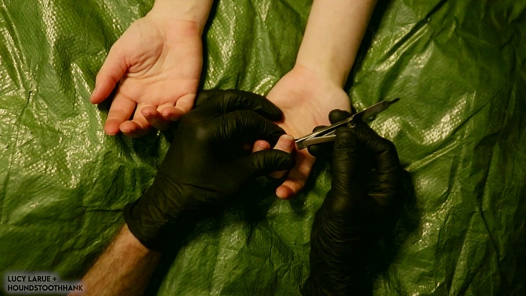 tarp and black nitrile gloves fingernail clipping (Lucy LaRue, Houndstoothhank) tarp and black nitrile gloves fingernail clipping (Lucy LaRue, Houndstoothhank)
