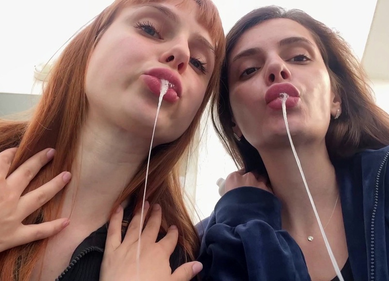 Outdoor POV Spitting and Human Ashtray Humiliation with Kira and Sofi