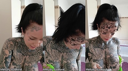 Tattoo fetish sticking fake tattoos on my face, pussy and tits