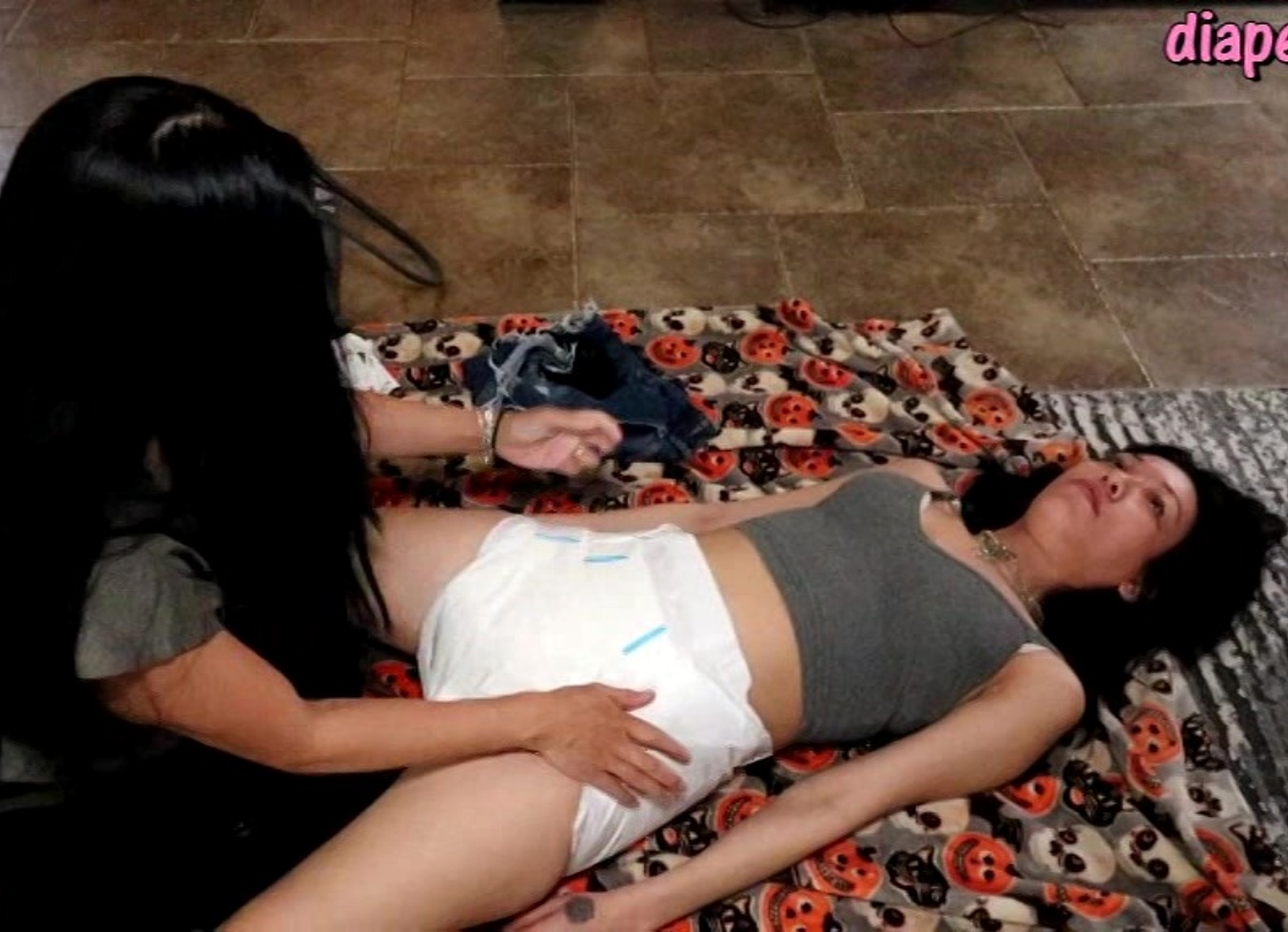 Miss Mia Gets Diapered For Road Trip By Step-Mom
