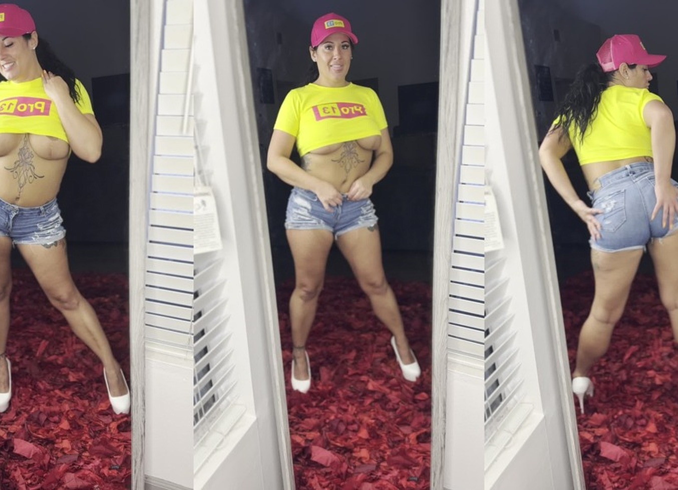 Latina Pawg In Tight Jean Shorts Mirror Tease