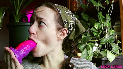 "Sloppy Spit Slikk Dildo Deepthroat Practice in Braids"