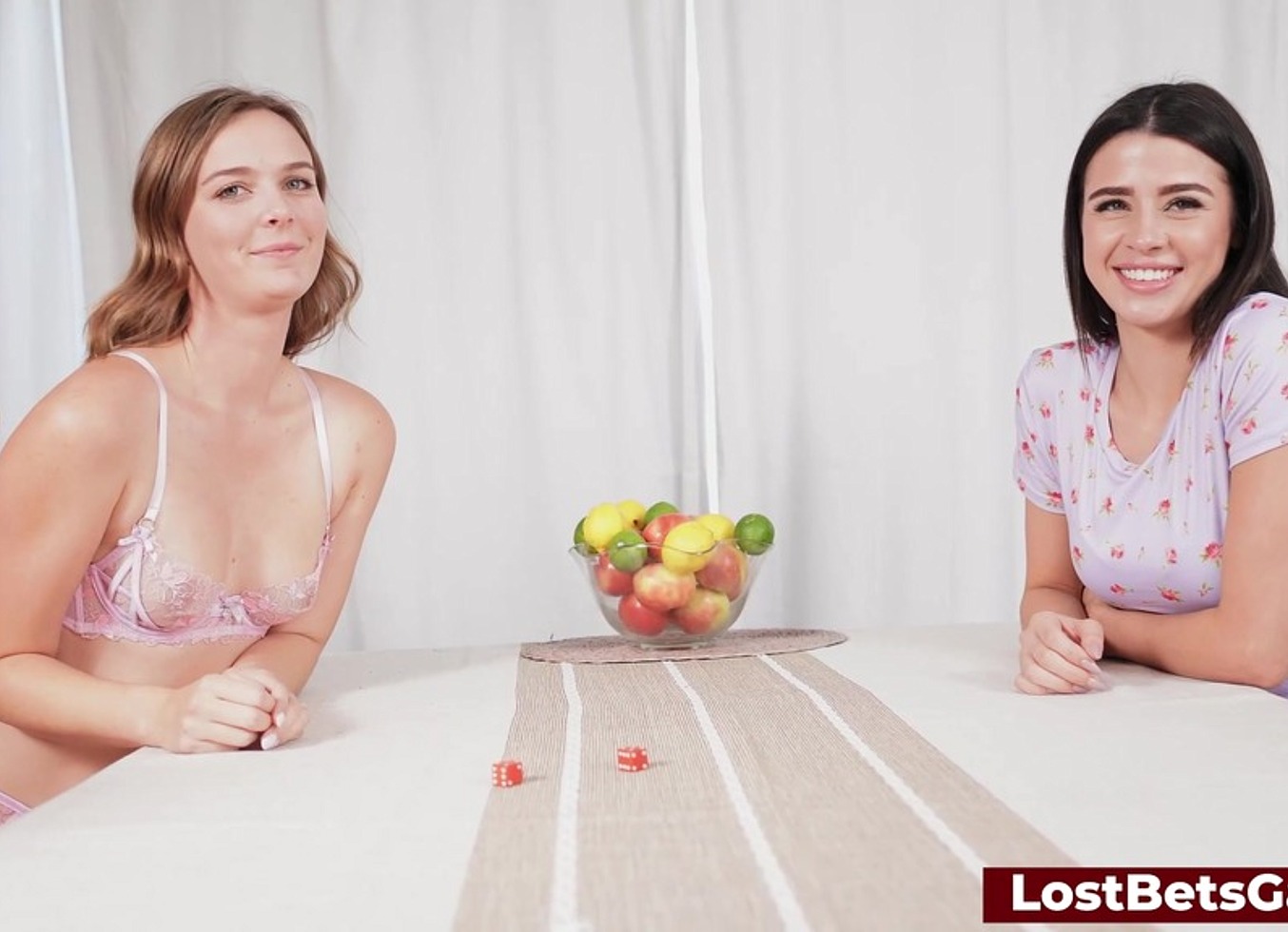 Playing a Dice Game with Two Lovely Lesbian Hot Girls