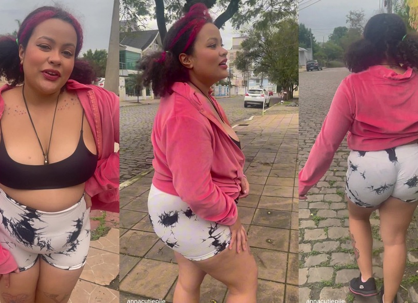 Chubby Girl Farting In Public While Walking - Can't Hold It