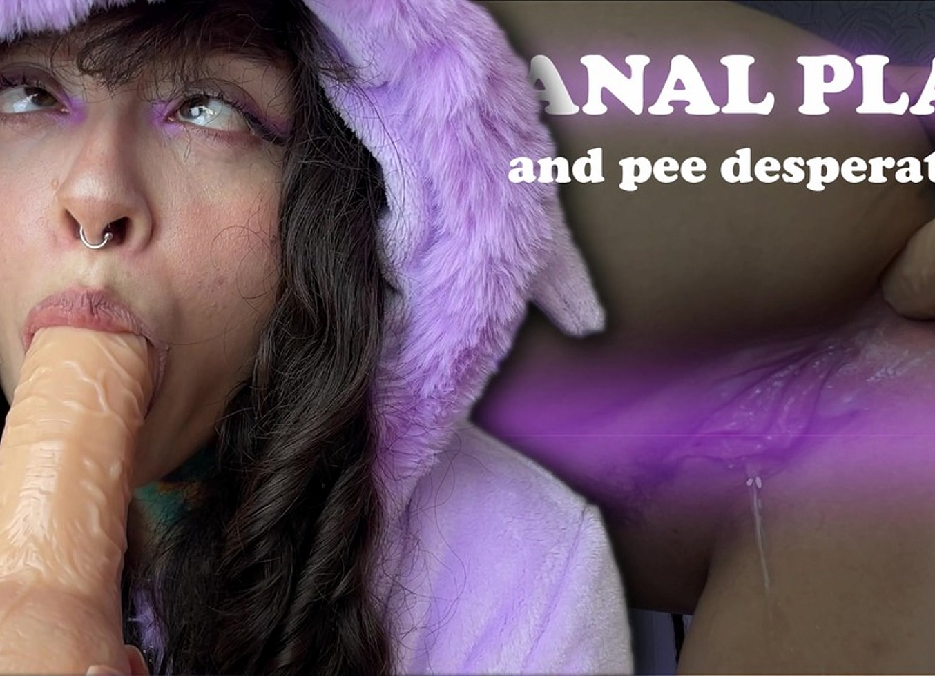 This Split Tongue Girl Can't Hold Anal Fuck And Peeing On Himself