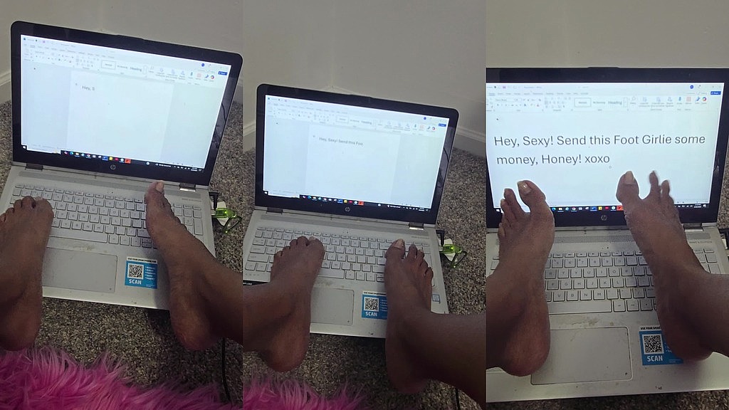 my newest challenge...typing with my toes!! (Big Stomp Princess) my newest challenge...typing with my toes!! (Big Stomp Princess)