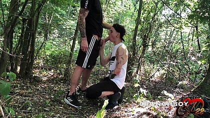 Slut fucked bareback and cremaopied in exhib forest