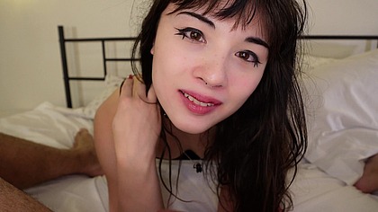 Asian Trans Beauty Cailey Katts Cums On Herself While Fucked By Huge Cock