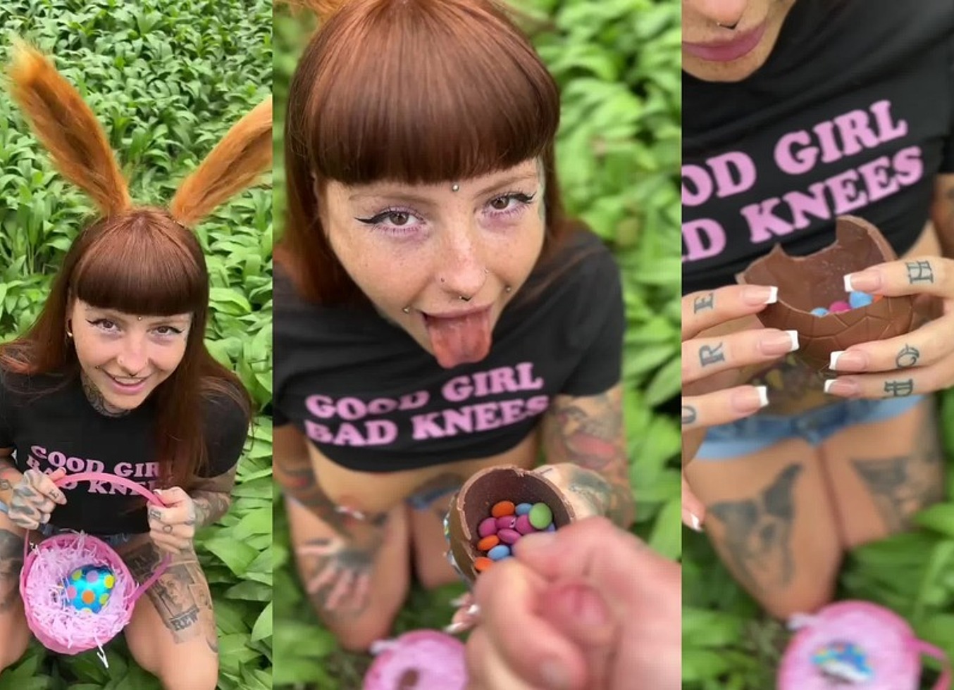 Naughty Bunny Gives Blowjob And Gets A Huge Facial! She Loves Cum Filled Chocolate Eggs!