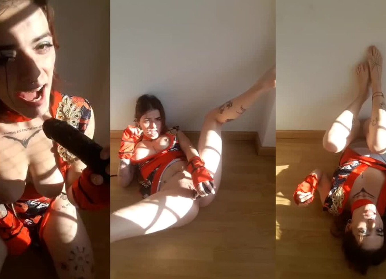 Black Dildo Geisha Wearing