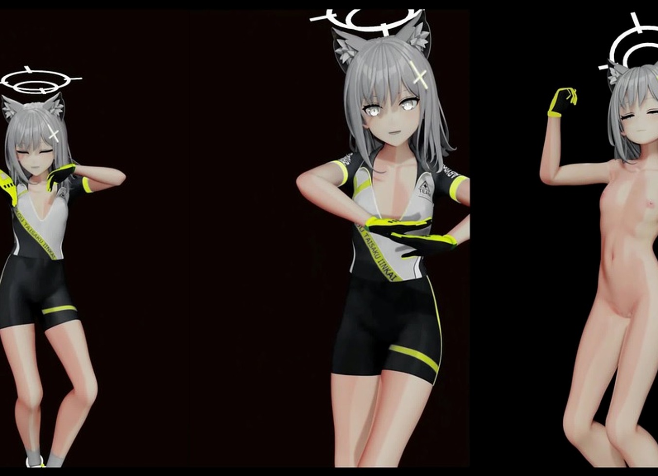 Shiroko Riding Hentai Undress Dance Blue Archive Nekomimi Girl Mmd 3D Yellow Suit