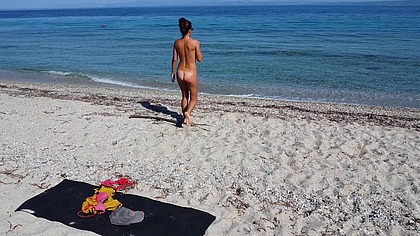 Drone exibitionism on Nudist beach