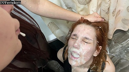 Lezdom Double ToothBrushing Spitting Humiliation