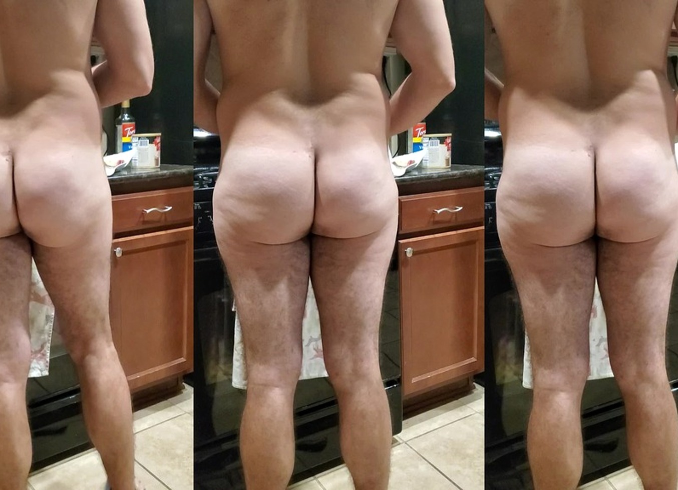 Naked Man Showing Ass While Cooking