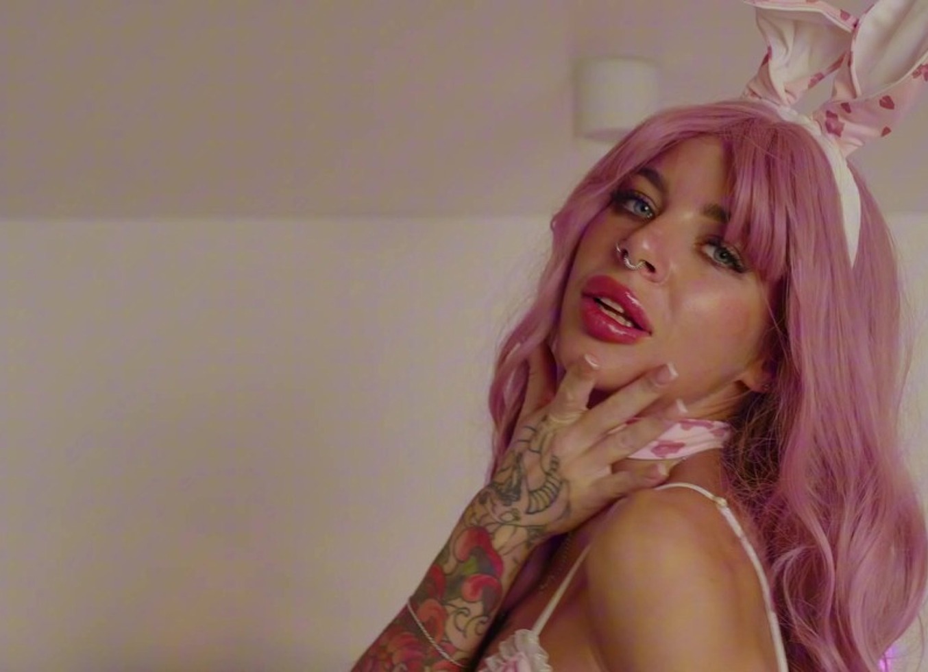 Fuck The Cute Pink Rabbit! Heilynight In Easter Bunny Costume Fucks Herself With A Huge Dildo In All Her Slits