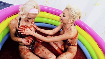 Lou Lou And Christine Love Lick Cherry Jam Off Of Each Others Nipples