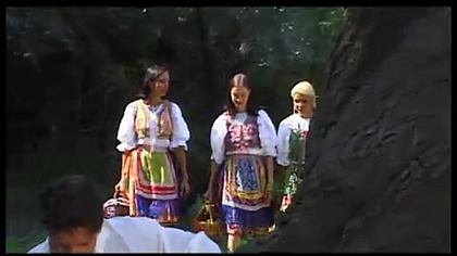 Three Sexy Girls Seduce a Lone Man While Bathing in a Lake