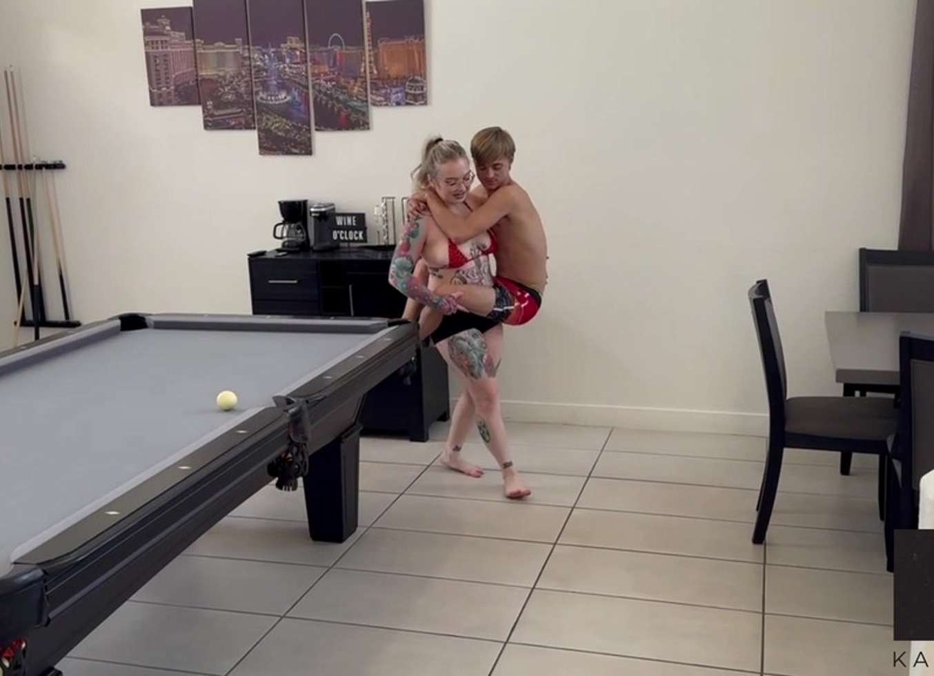 Small But Strong Babe Lifts & Carries Skinny Man