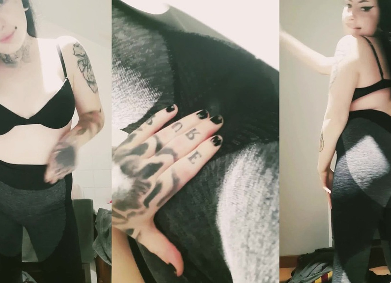 Rubbing Pussy And Peeing Through Grey Gym Leggings