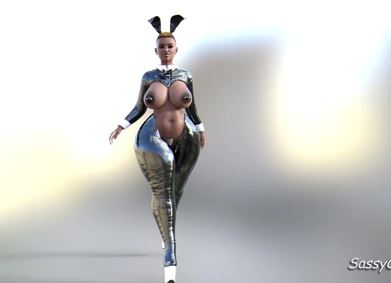 Nude Mzansi Influencer Wearing Black Latex Bunny Lingerie - Sassycomics