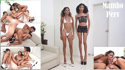 2 very slim Brazilians cuties, OB Honey & Karina Rose fucked by very huge cock (Anal, 1on2 - MFF, ATOGM, 1.90m tall girl, monster cock ) OB456