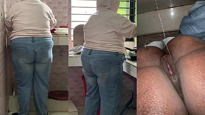 ARAB BBW HOT GIRL NSFW VLOG: Morning Cooking Vlog In Kitchen & Licking Pussy With Hanging Big Boobs & Play Big Ass Humping