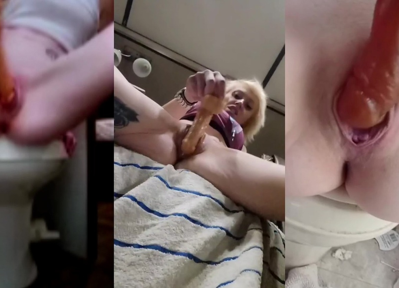 Hot Blonde Making Her Creamy Pussy Squirt With Big Dildos Compilation