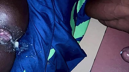 Kinky ebony boys cumshot after blindfold fantasy