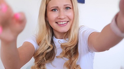 Her toy vibrates, but touching her pussy with her hands was forbidden