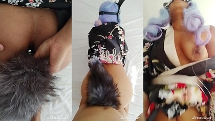 Novia Otaku se mete un plug anal de zorra para que me la coja