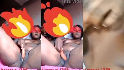 Horny slut masturbating using sausage when home alone and squirting