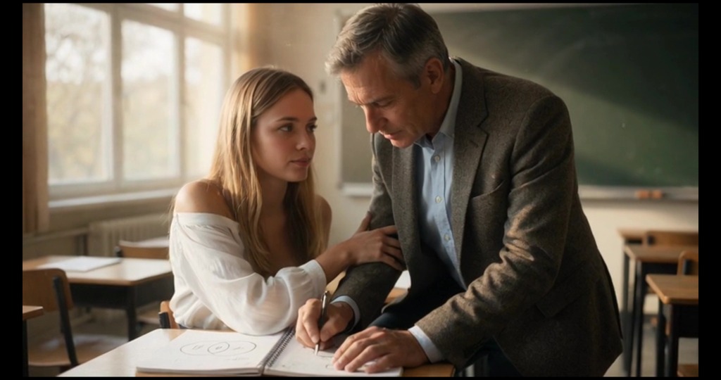 student offers her pussy to her professor in exchange for a passing grade, and he agrees to cum inside her! creampie! (ai-generated video)