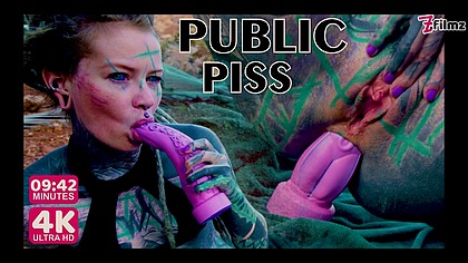 TATTOO teen PUBLIC ANAL masturbation and PISS - toy, pee, alternative, ATM, gape (goth, punk, alt porn) ZF065