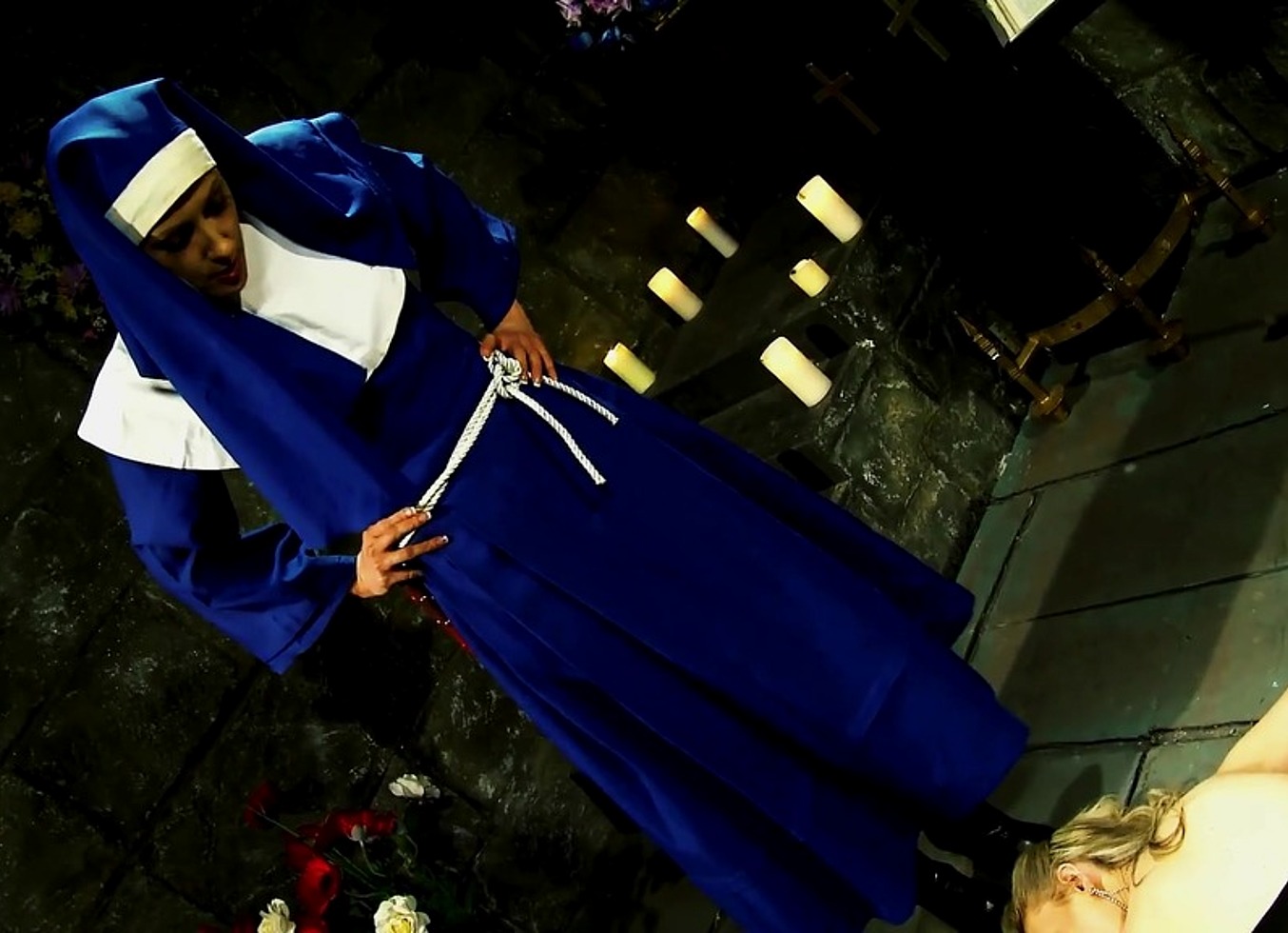 Dominatrix Nun Angel Long Dominates Katie K And Makes Her Cum Hard