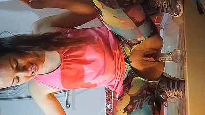 Pee n Close Up DILDO Masturbation in GYM Shower