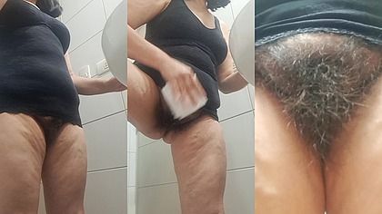 milf brushing teeth and dirty hairy pussy
