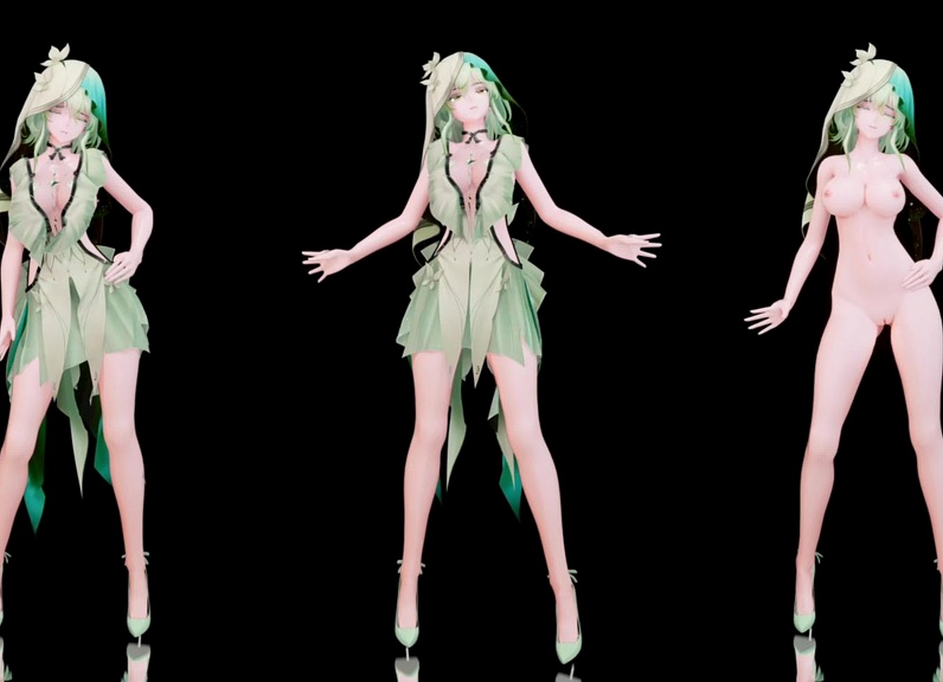 Shorekeeper Undress Dance Hentai Wuthering Waves Say So Song Vertical Screen Mmd 3D Soft Green Hair