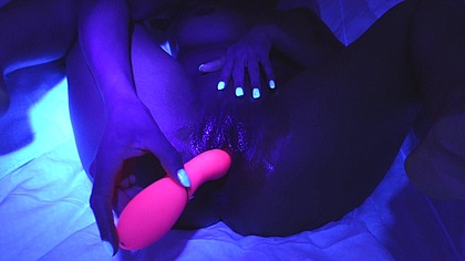 Neon Glow Shows Every Inch As Chloe Amour Fucks Herself Deep