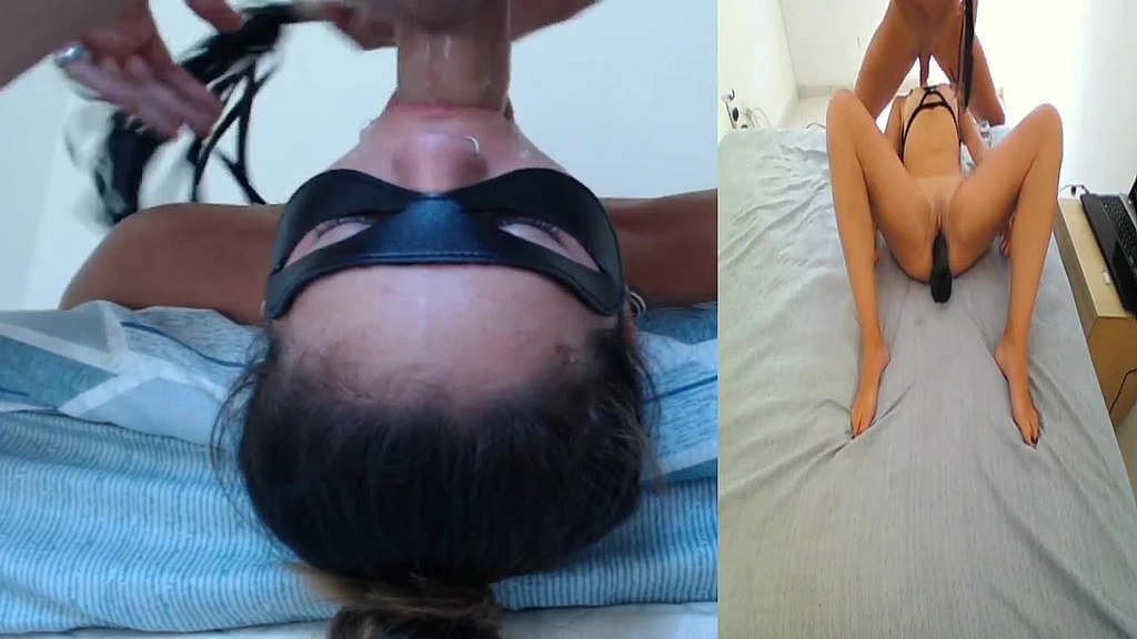 girl first inverted ,bdsm,deep throat, sloopy. tits , big dildo