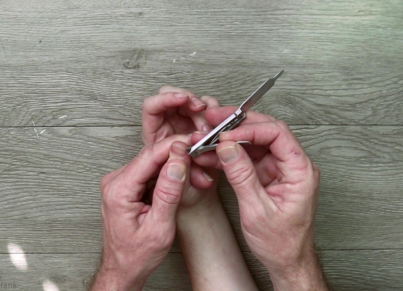 Older Hands Trim Natural Little Fingernails POV