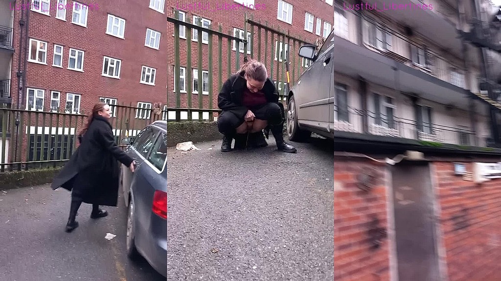 pipì pubblica in un parcheggio (Amy Lustful Libertines) public pee in a car park (Amy Lustful Libertines)