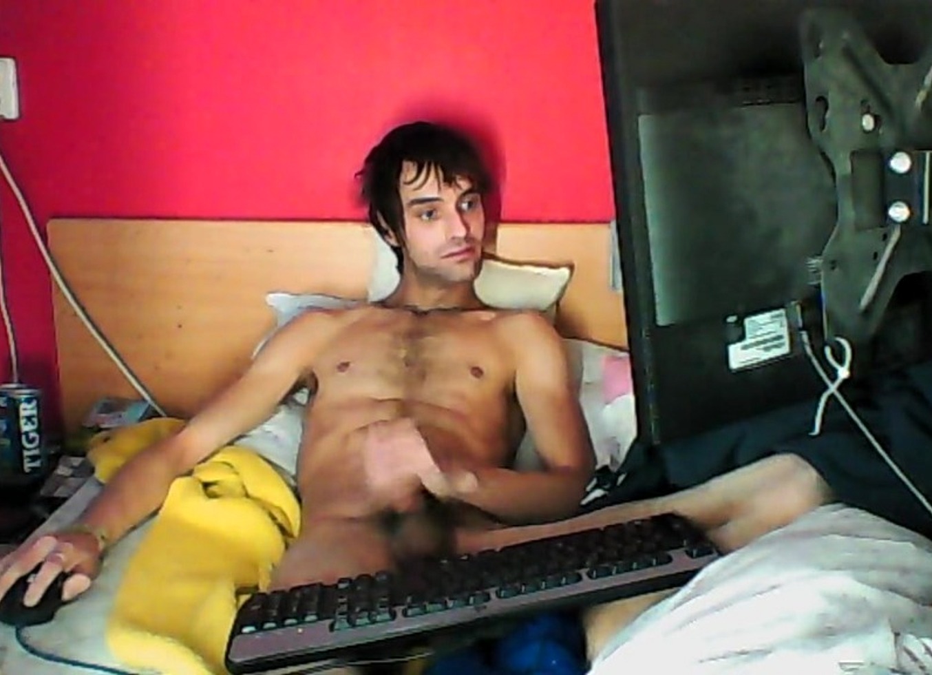 Young Man Masturbate On Bed
