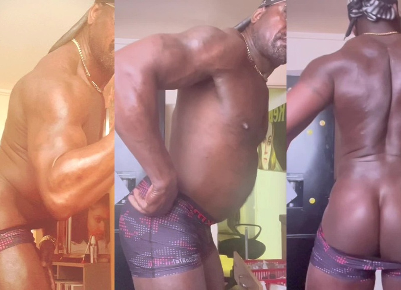 Sexy Black Muscle Bicep Butt & Back Flex & Pose