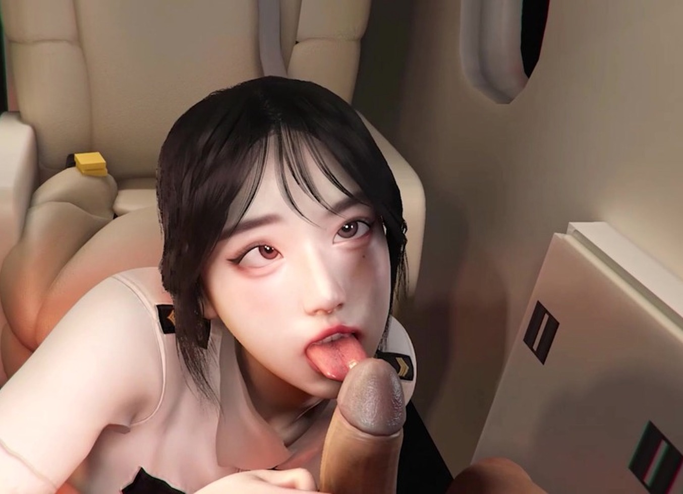 3D Cute Personal Assistant Cheating With Her Big Dick Boss On The Plane
