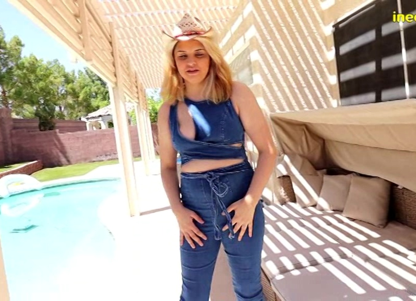 Leda Lothario Pissing One Piece Denim Jumpsuit